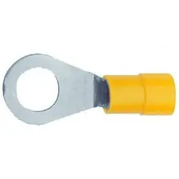 Capicorda a occhiello giallo in rame stagnato preisolato 6 mmq foro 5mm