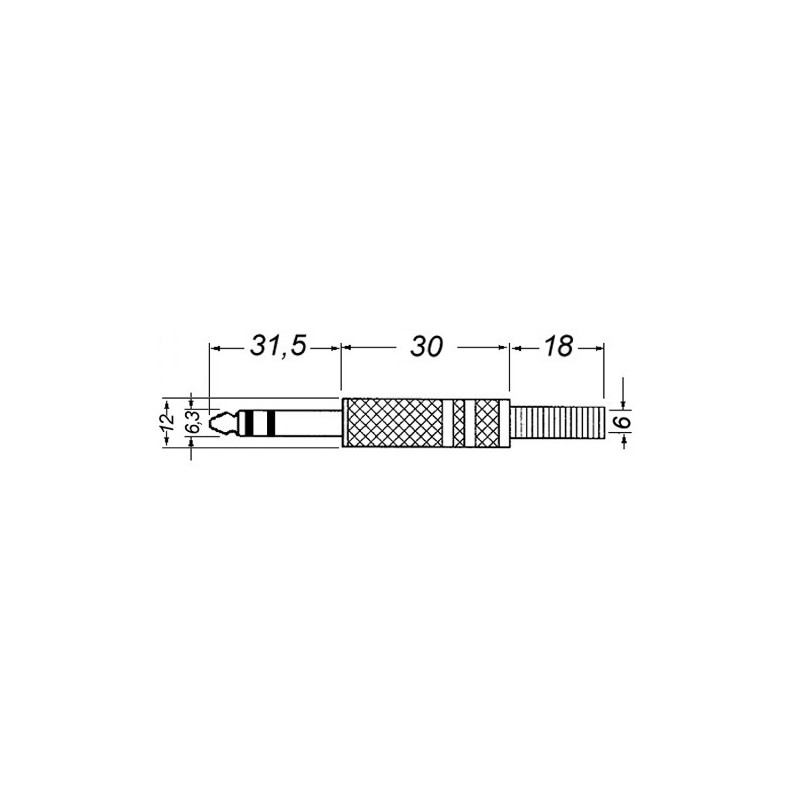 Spina jack 6,3mm stereo con guida cavo in metallo dorato