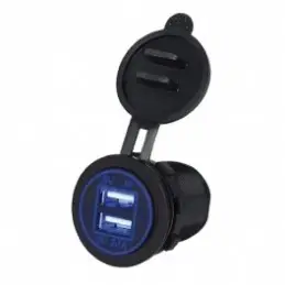 Doppia presa usb da pannello 2.1A+1A luminosa blu