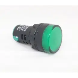 Segnalatore da pannello in plastica 12V verde morsetti a vite 16MM