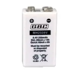 Batteria 9V Ricaricabile con Polo a Contatto NI-MH 2500mAh SKB