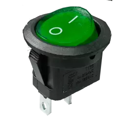 Interruttore a bilanciere luminoso 12V verde ON-OFF diametro 23 mm