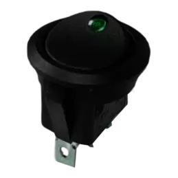 Interruttore a bilanciere rotondo luminoso verde 12V diametro 23 mm