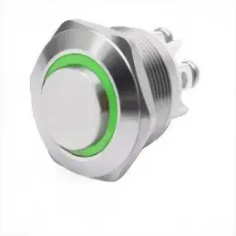 Pulsante antivandalo NA diametro16MM luminoso verde 24V IP65