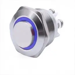 Pulsante antivandalo NA diametro16MM luminoso blu 24V IP65