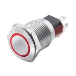 Interruttore antivandalo 1NA+1NC 16MM luminoso Rosso 24V IP65