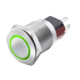 Interruttore antivandalo 19MM luminoso 24V verde IP65 1NA+1NC