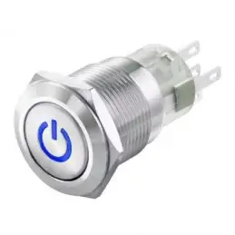 Interruttore antivandalo 19MM luminoso 24V blu IP65 0 - I