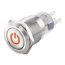 Interruttore antivandalo 19MM luminoso 24V rosso IP65 0 - I